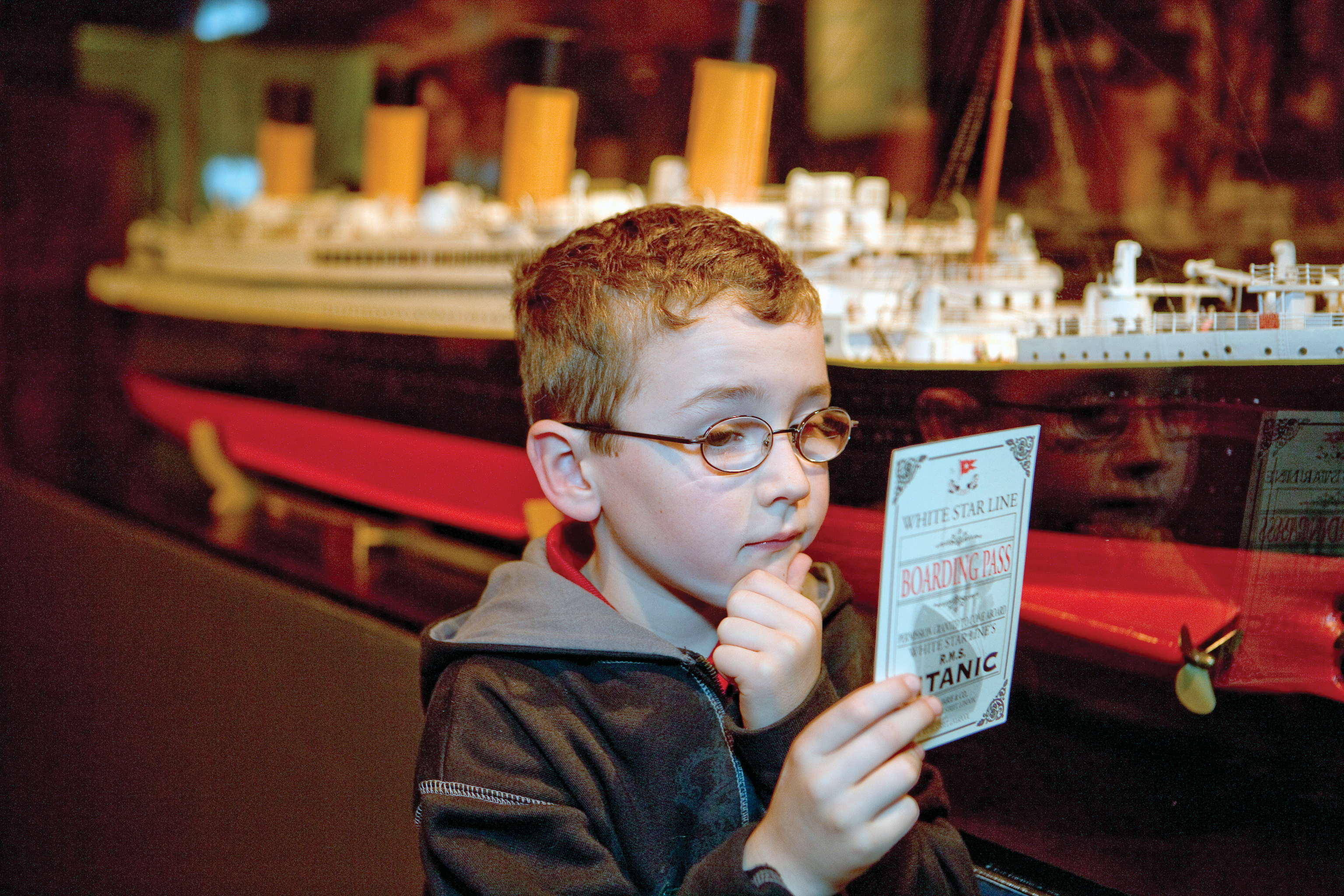 Boy at Titanic exhibition at Northwest Museum of Arts and Culture
