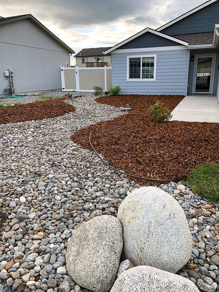 After adding the bark mulch layer