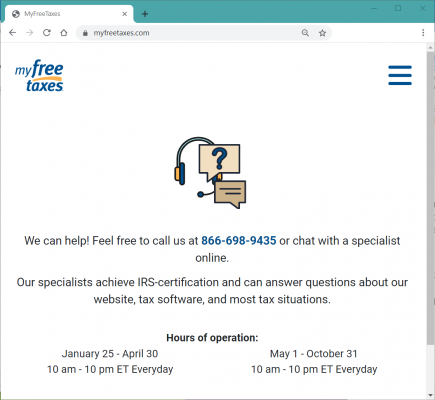Image 11: Not Sure Option Web Page (www.myfreetaxes.com)