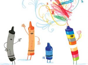 Crayon illustrations by Oliver Jeffers for iRead