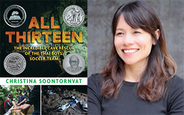 Author Christina Soontornvat and her book All Thirteen