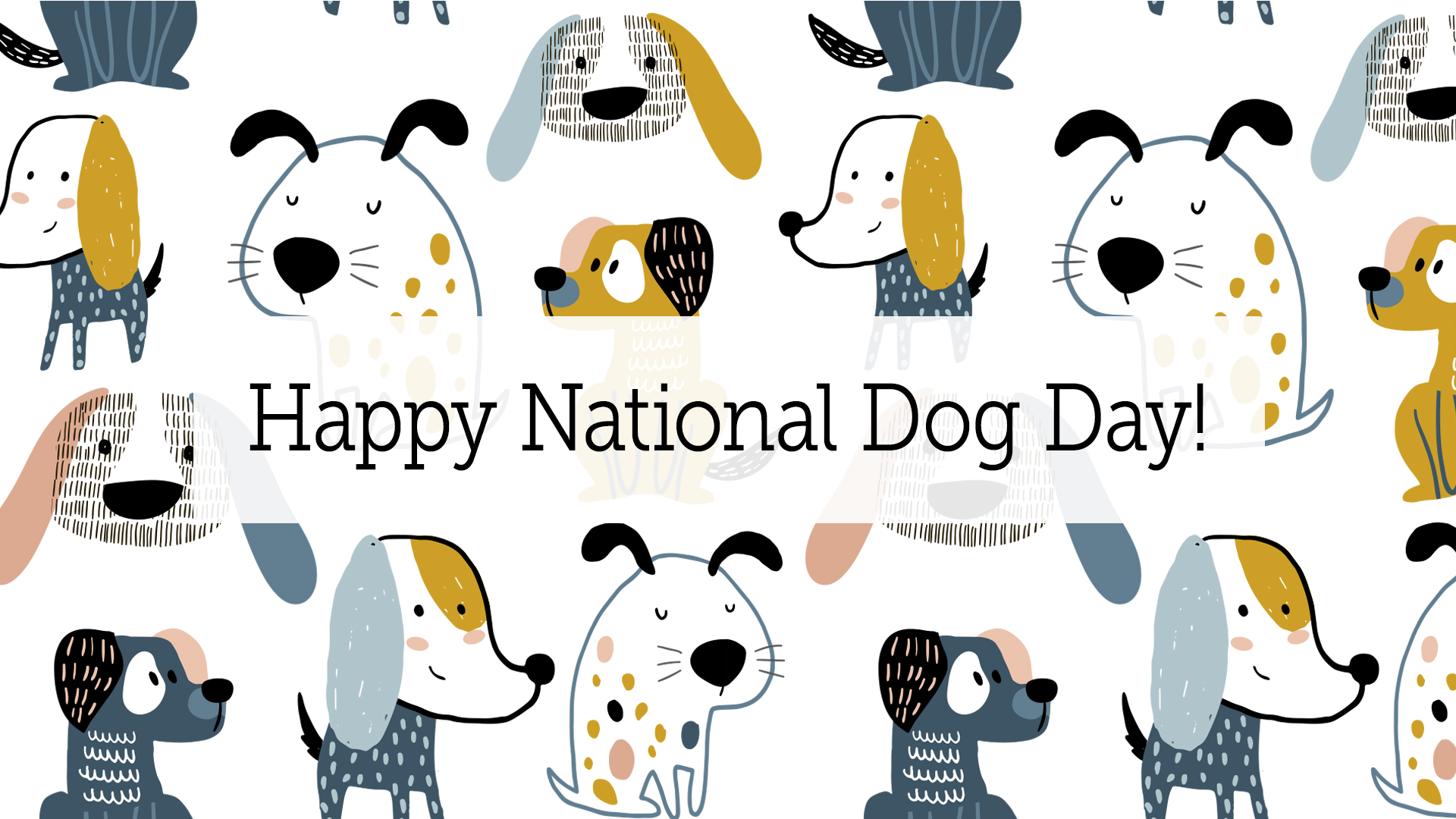 Happy NAtional Dog Day, illustrated pups