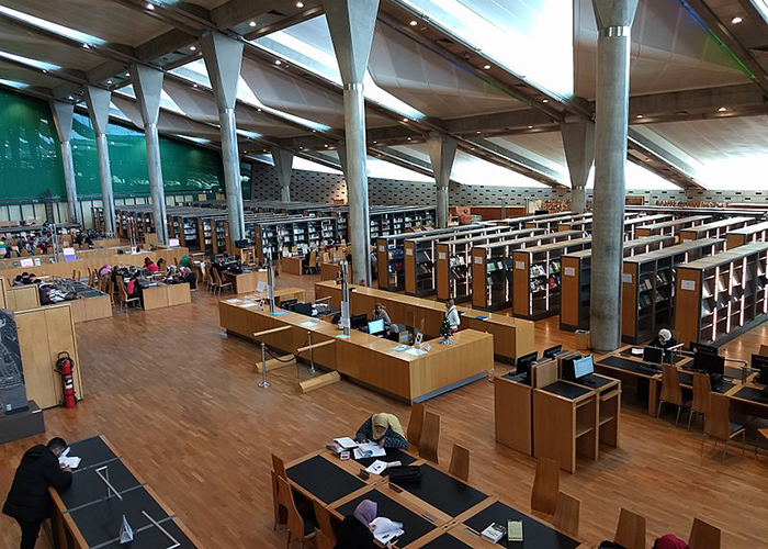 The New Library of Alexandria (Bibliotheca Alexandrina), established in 2002, is the largest library in Egypt. Image by Cecioka