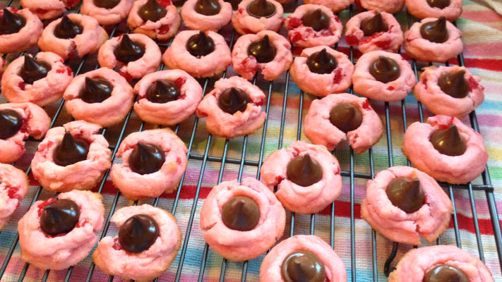 Figure 7. Cherry Kiss Cookies cooling on a wire rack