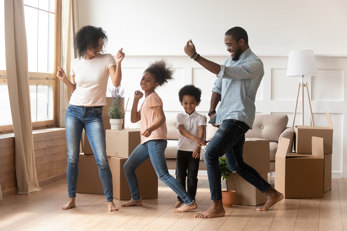 Active Living: Family dancing together