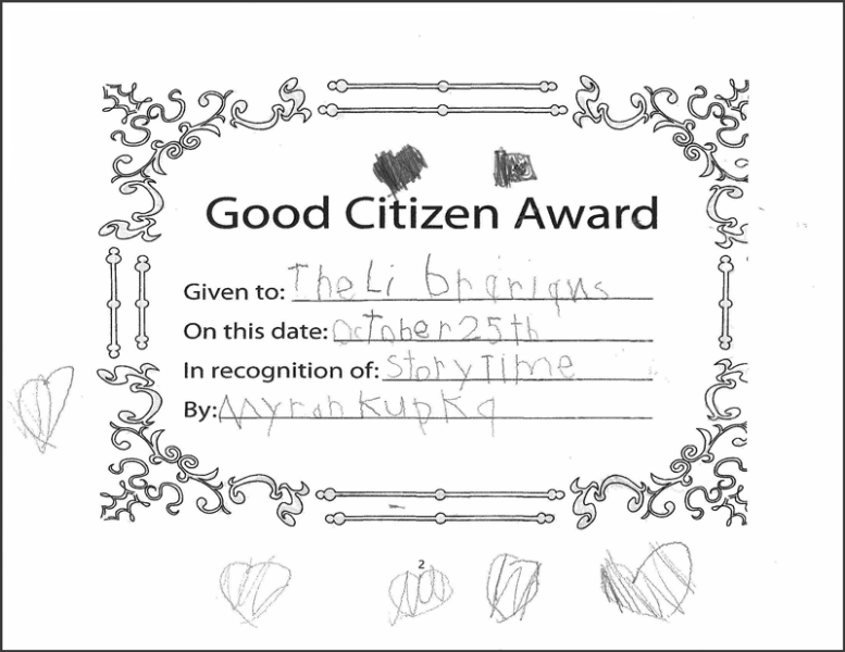 Good Citizen Award, given to the Librarians