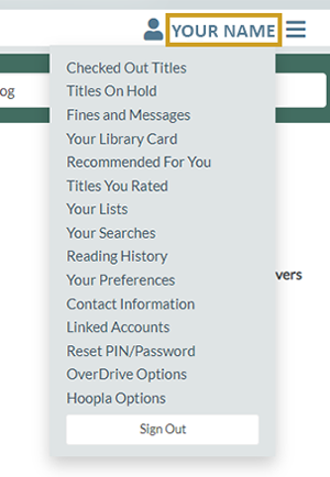 Figure 4. My Account drop-down navigation menu