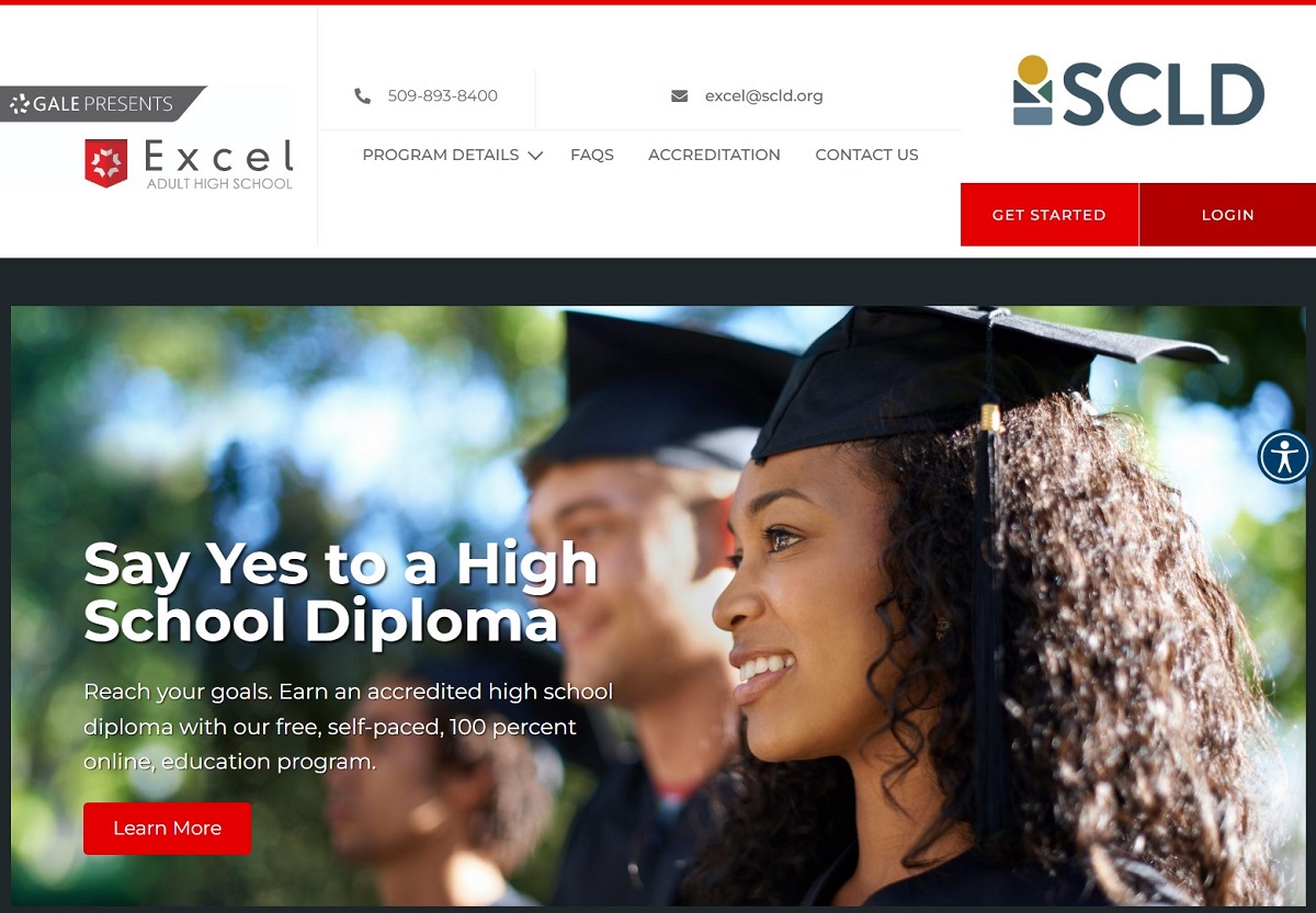 Excel Adult High School website for Spokane County Library District
