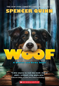 Book cover: Woof, by Spencer Quinn