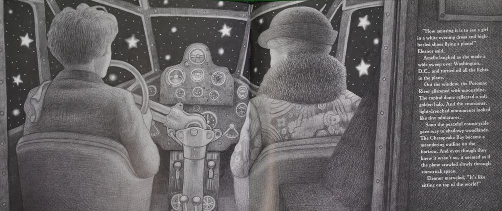 Illustration from "Amelia and Eleanor Go for a Ride," written by Pam Muñoz Ryan and illustrated by Brian Selznick