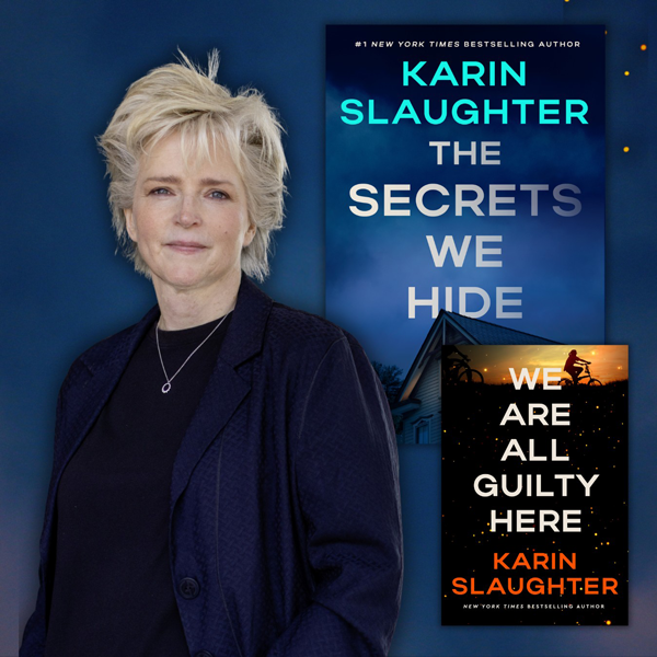 author Karin Slaughter and two book covers
