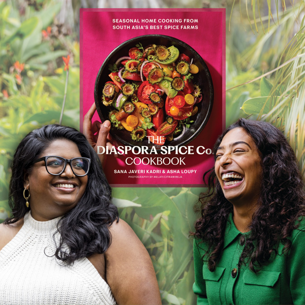authors Sana Javeri Kadri and Asha Loupy and cookbook cover